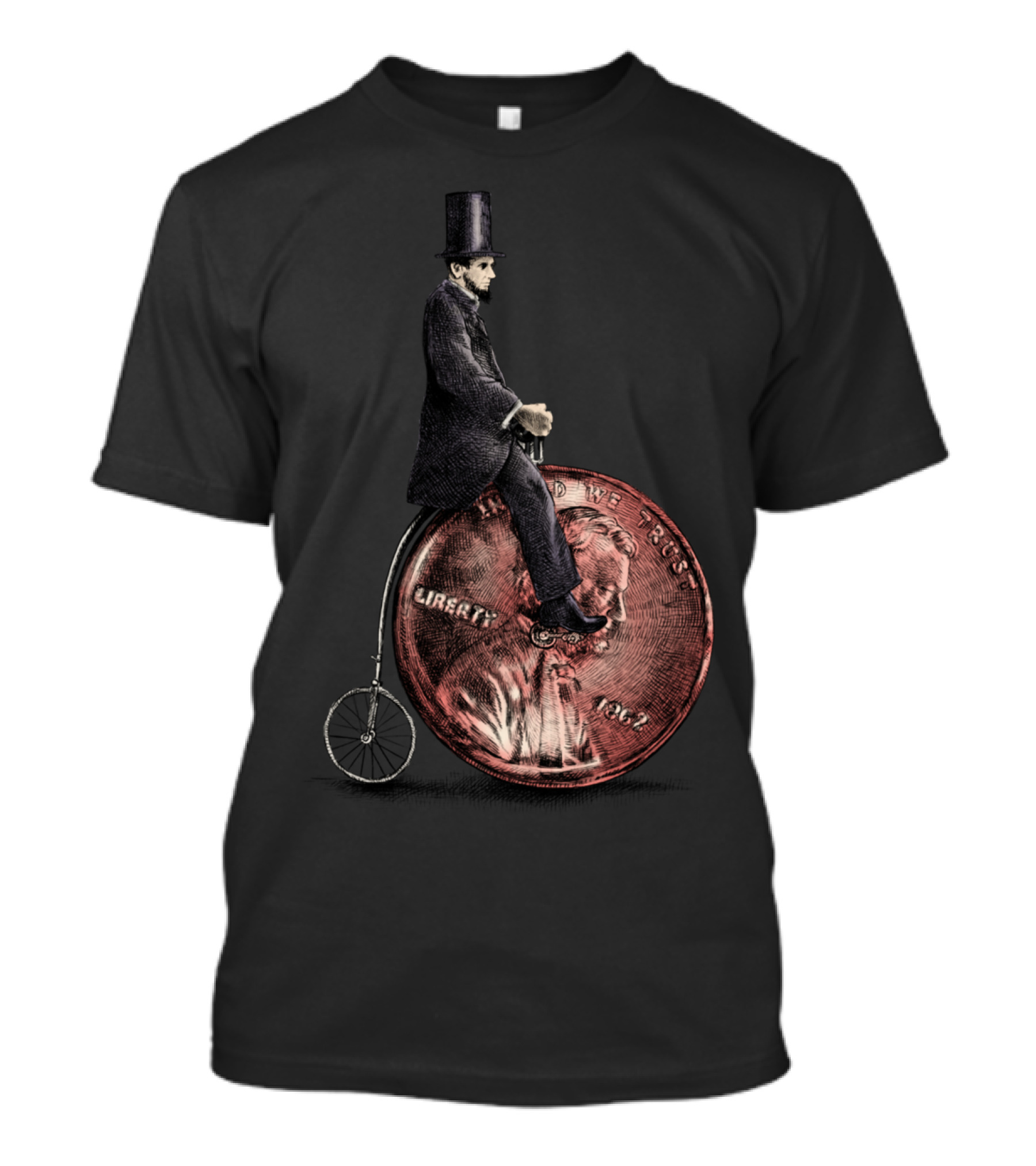 Abraham Lincoln Penny Farthing Bicycle T-Shirt