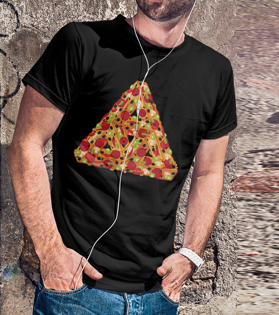 Penrose Impossible Triangle Pizza Slice Optical Illusion T-Shirt