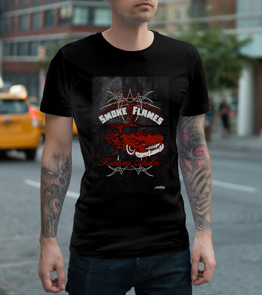 Smoke Flames Kustom Autos Red Hot Car T-Shirt