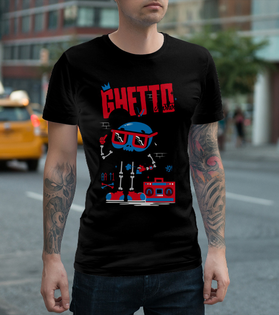 Ghetto Master Skull With Boombox And Crown T-Shirt