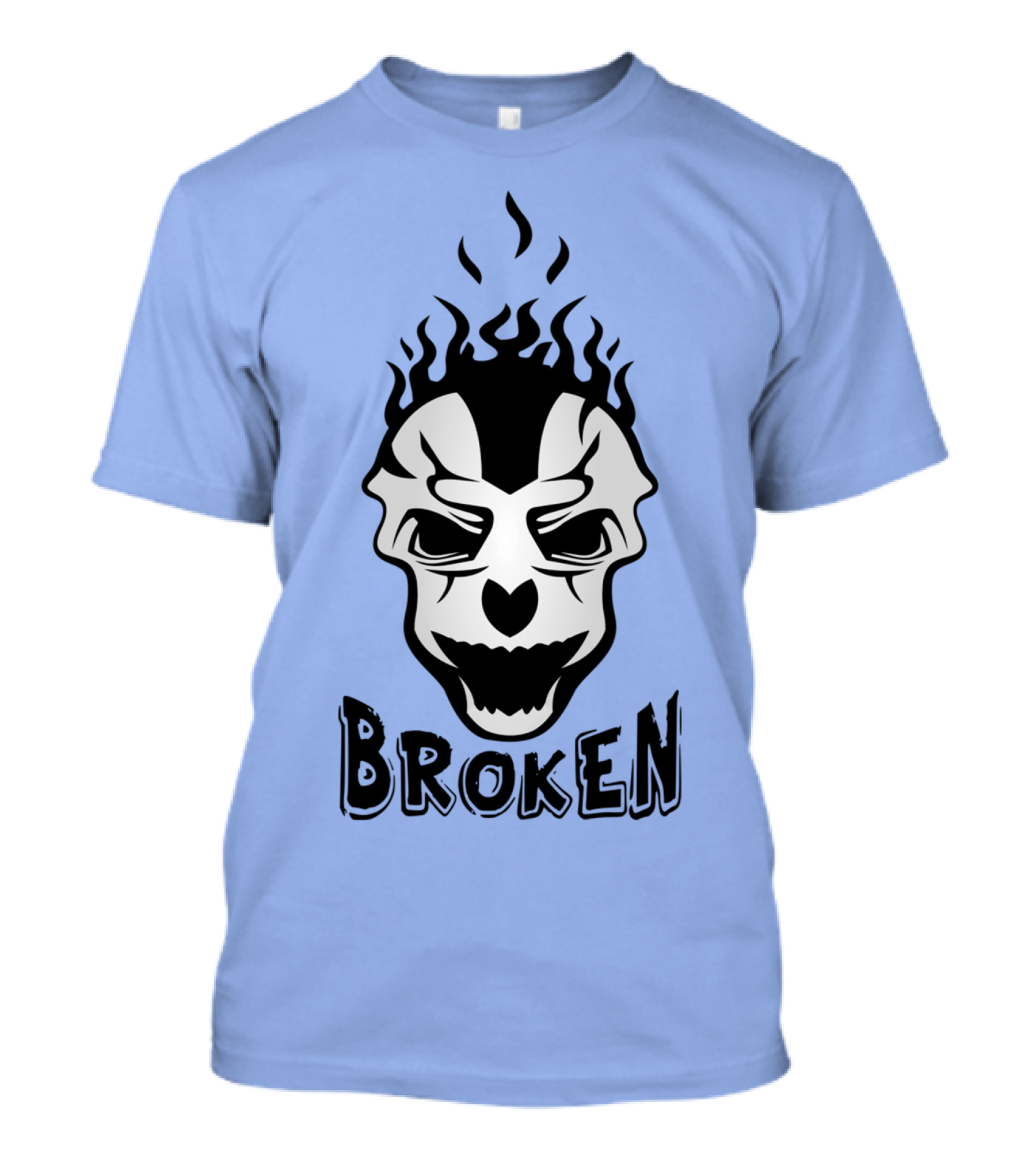 Broken Skull With Black Flames T-Shirt
