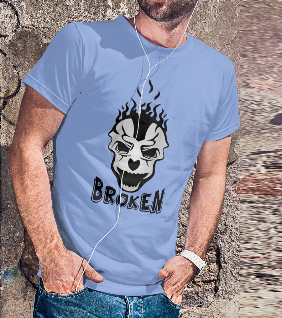 Broken Skull With Black Flames T-Shirt