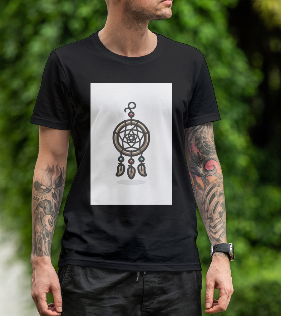 Dreamcatcher By Raff Bohemian Tribal Charm With Feathers Iconic T-Shirt