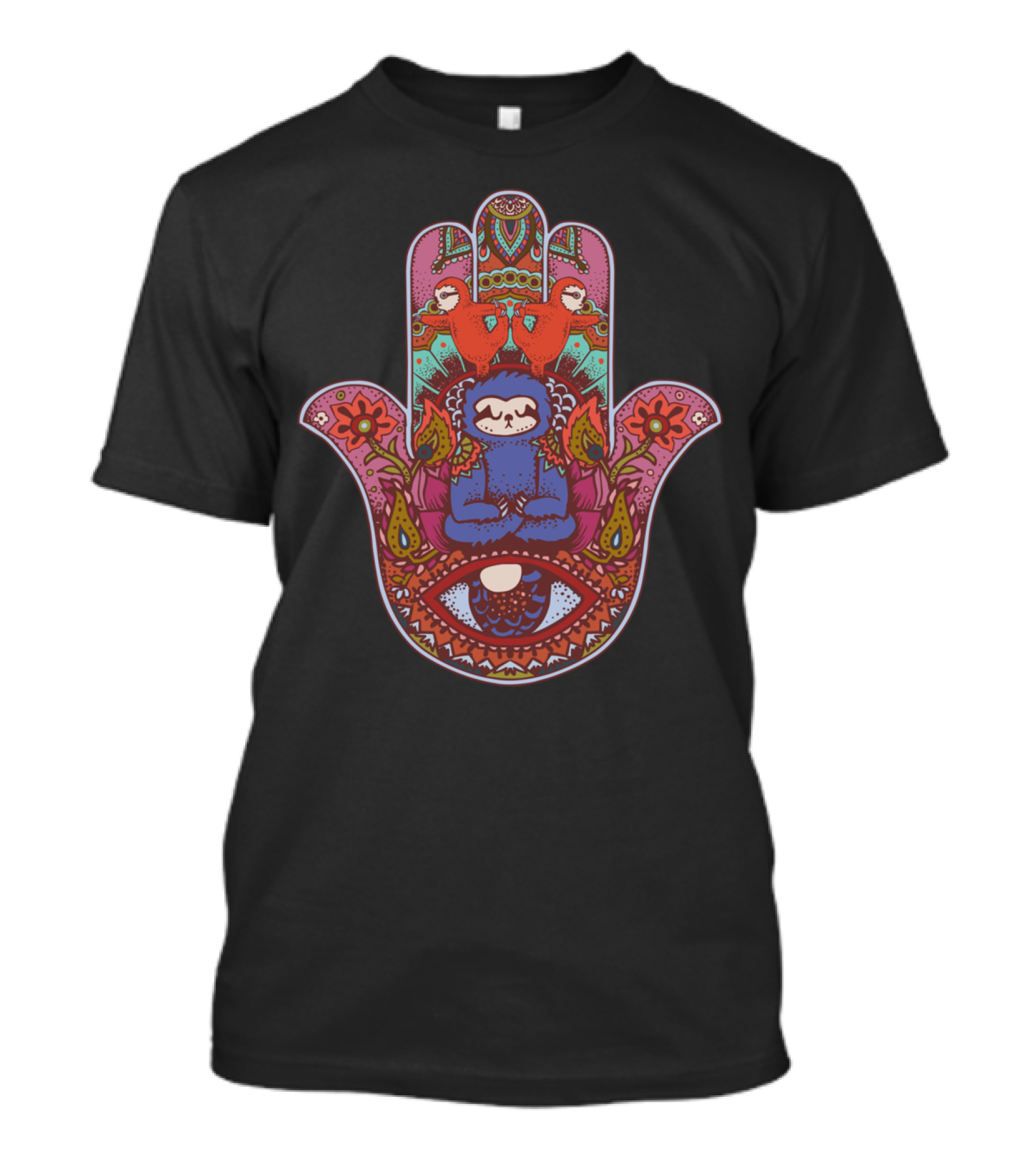 Hamsa Sloth Meditation Mandala T-Shirt
