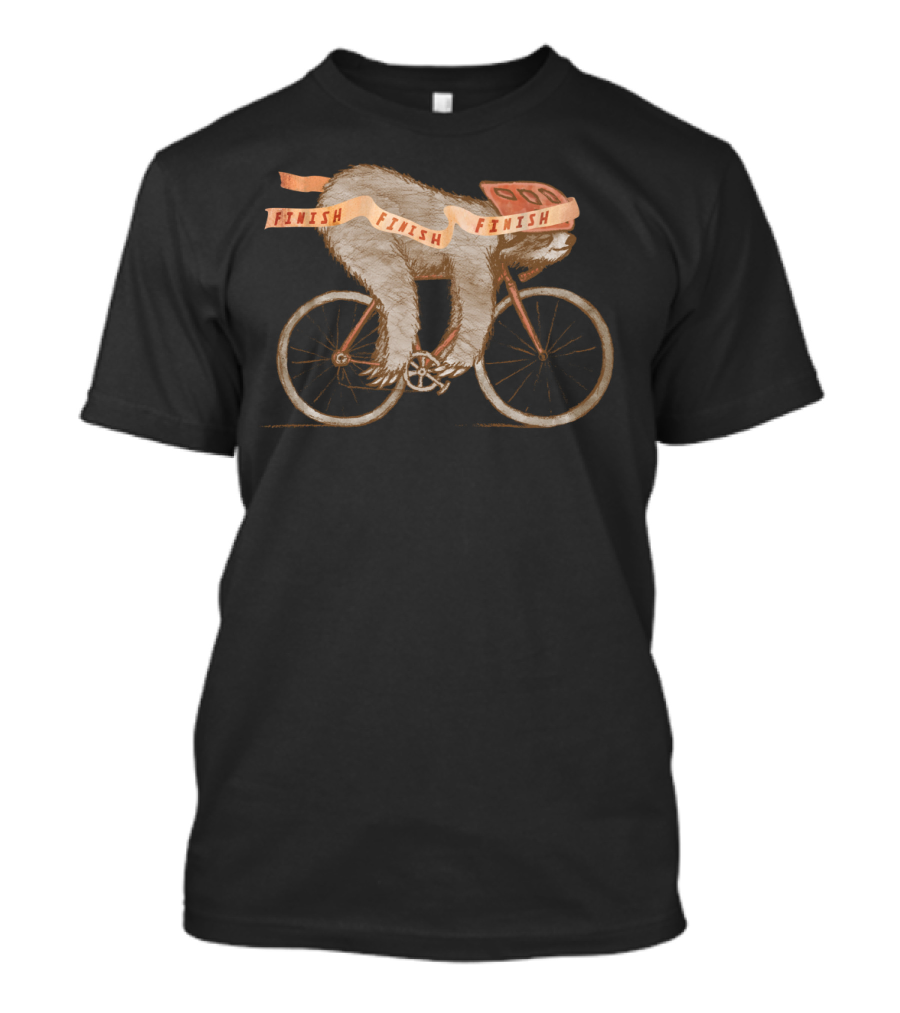 FINISH Sloth Riding Bicycle Crossing Finish Line T-Shirt
