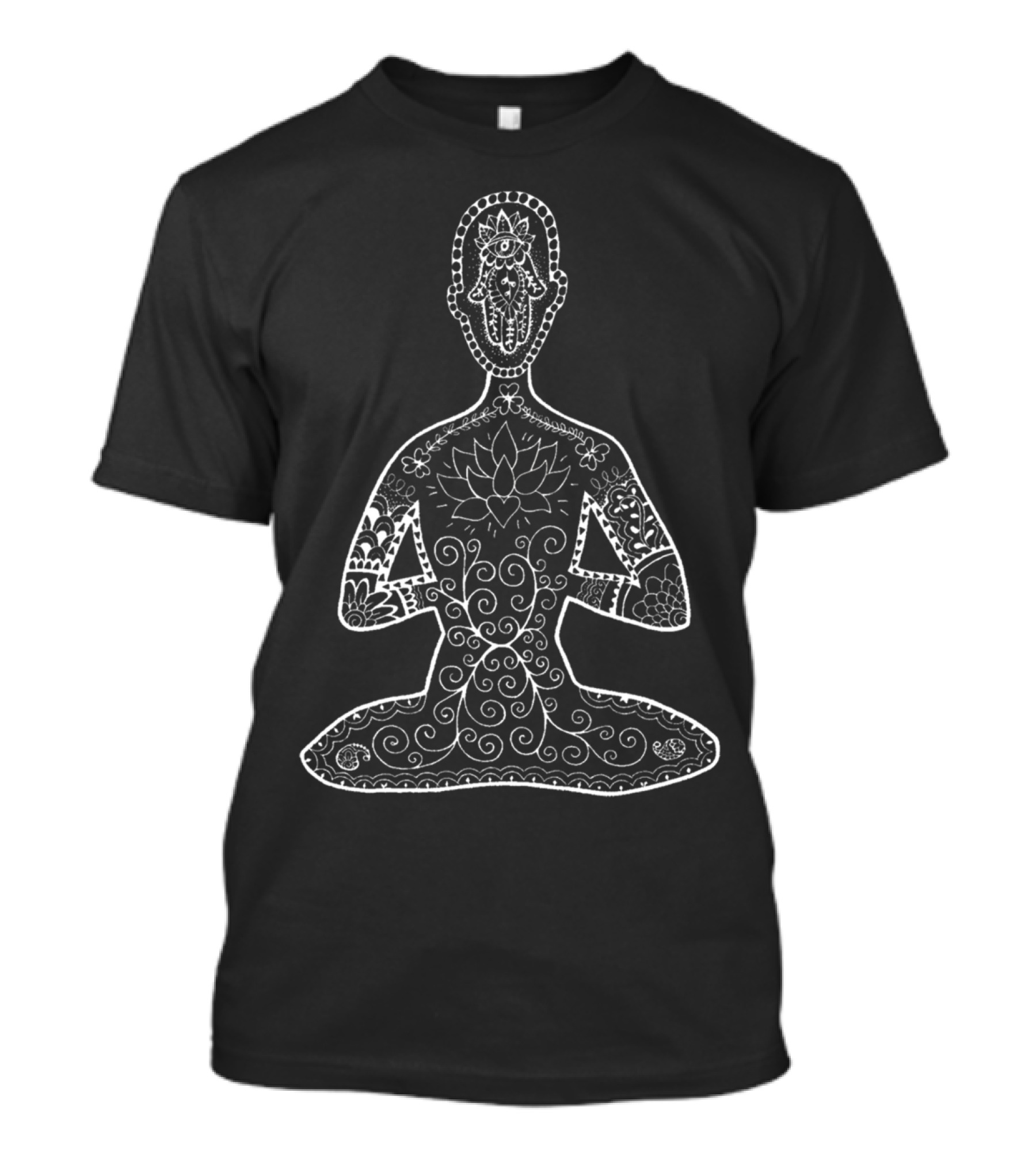 Namaste White Lines Lotus Mandala Meditation T-Shirt