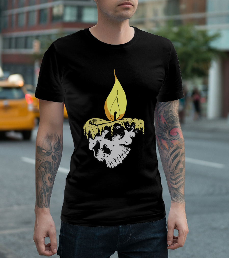 Melting Candle Skull Flame T-Shirt