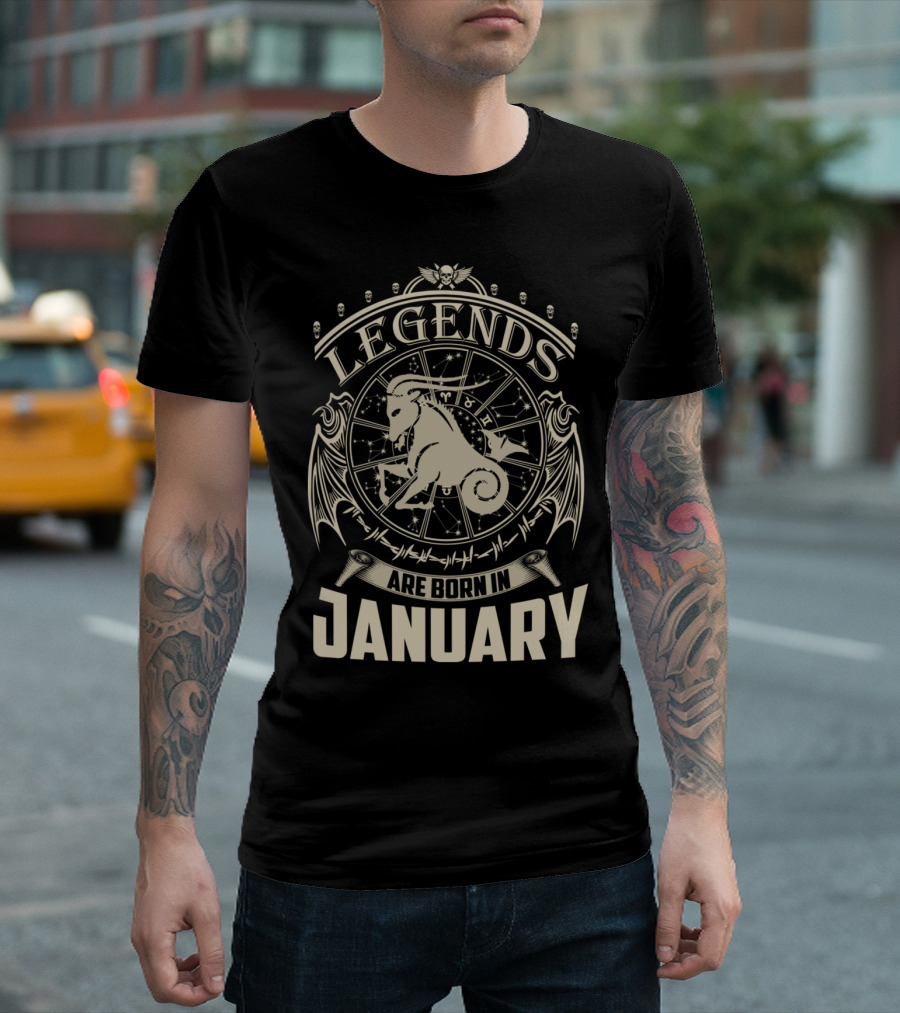 Legends Are Born In January Capricorn Zodiac Wheel T-Shirt