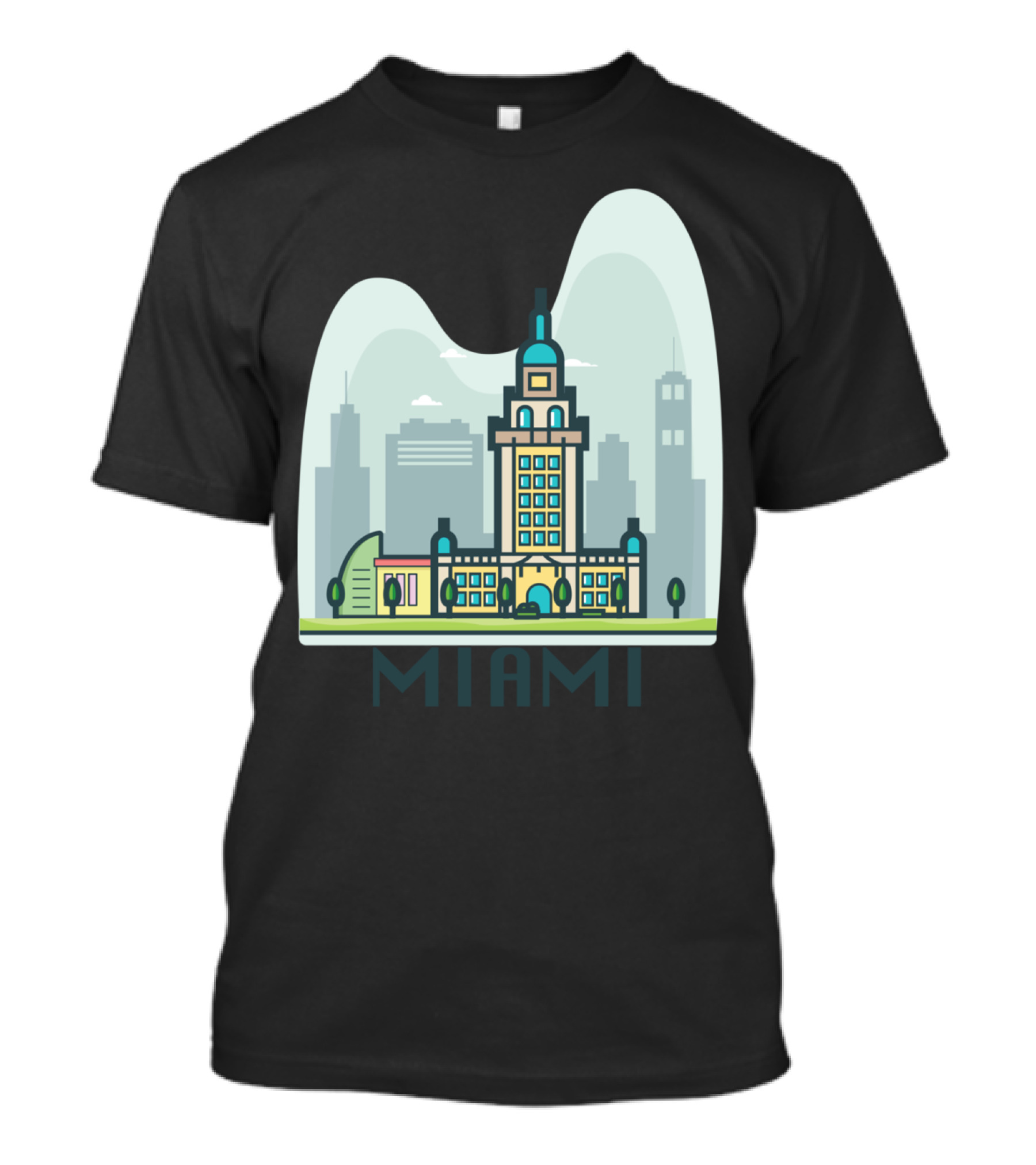 Miami City Skyline With Iconic Architecture T-Shirt