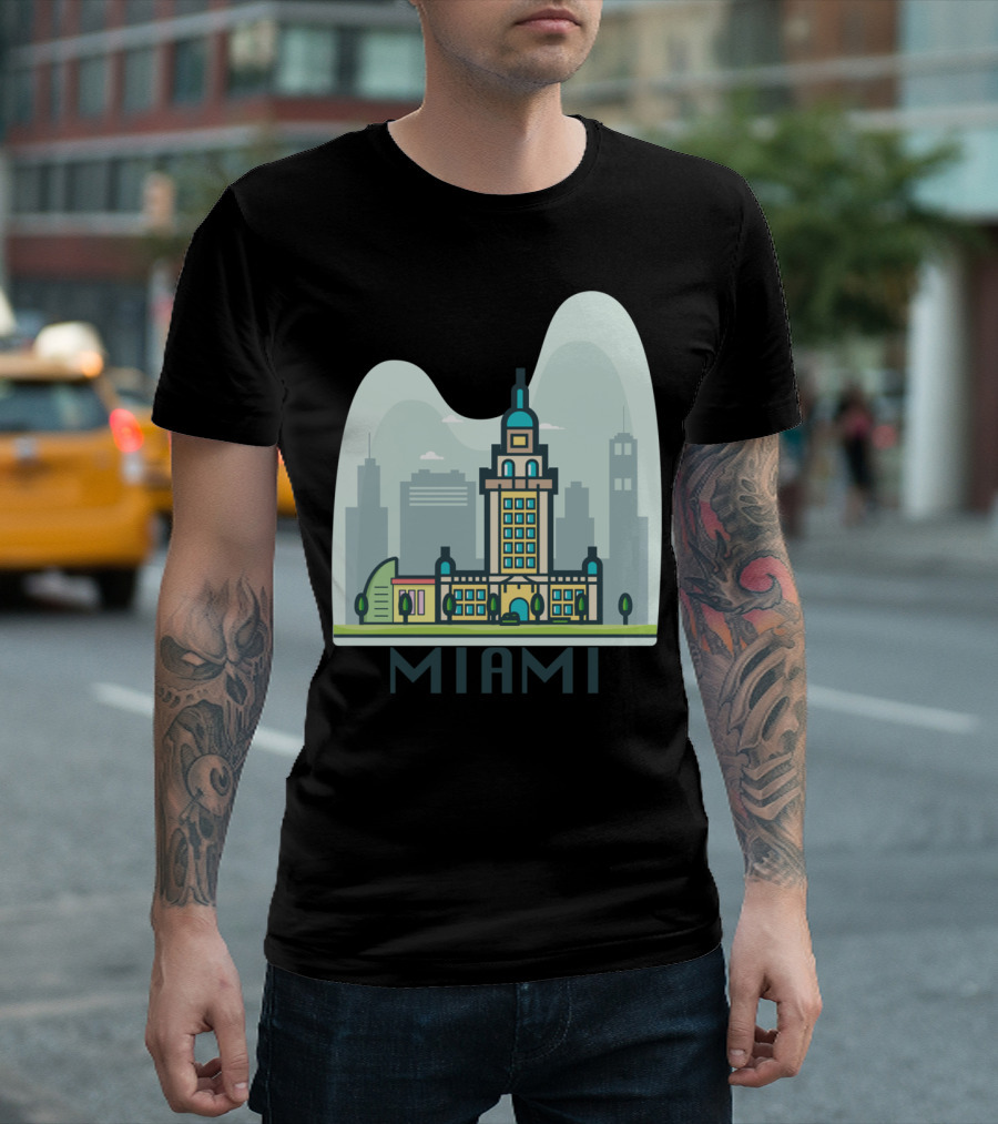Miami City Skyline With Iconic Architecture T-Shirt