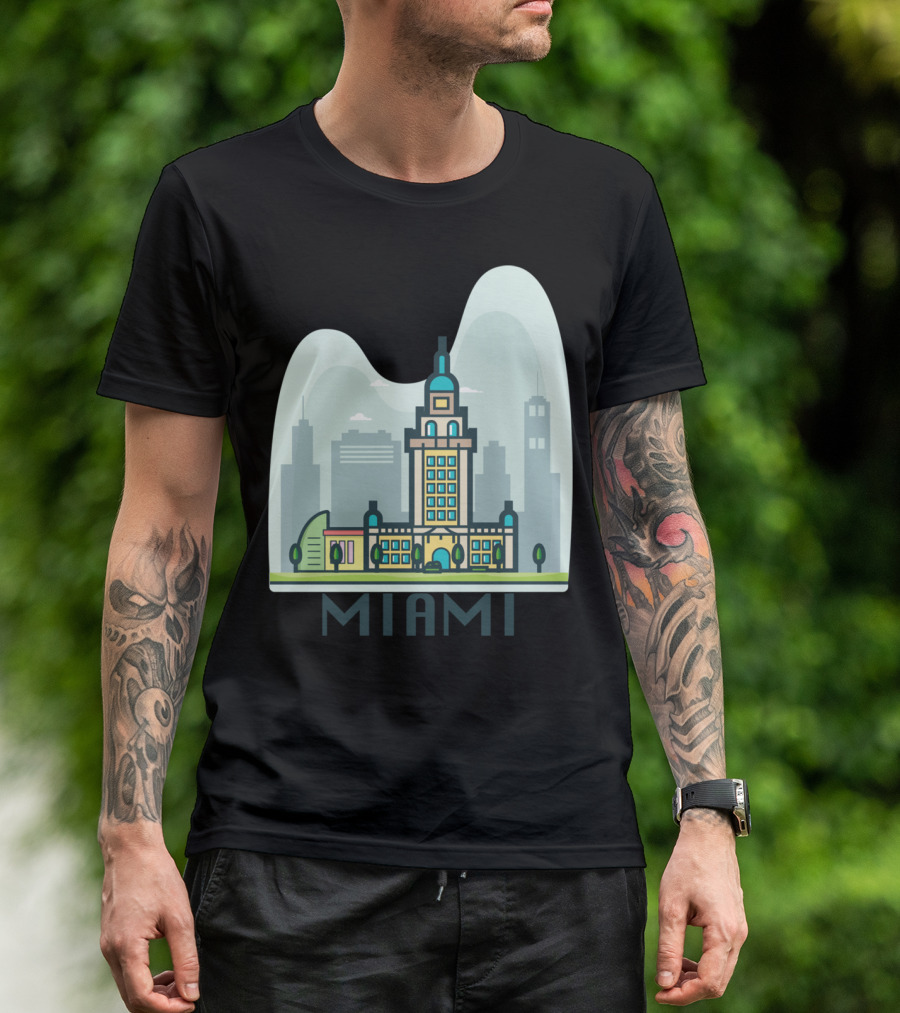 Miami City Skyline With Iconic Architecture T-Shirt
