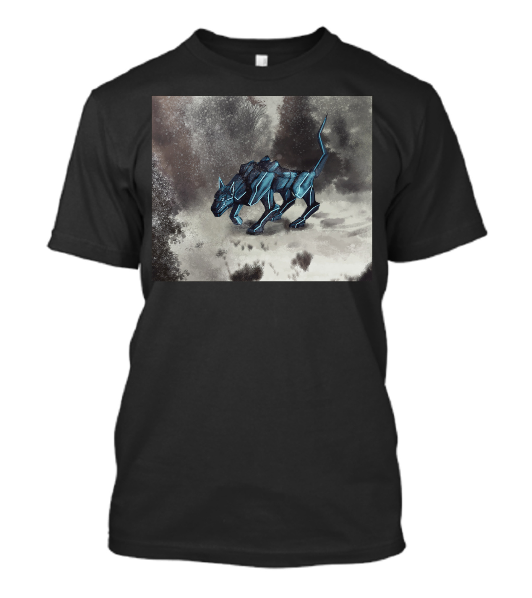 Robot Wolf Winter Wilderness Journey T-Shirt