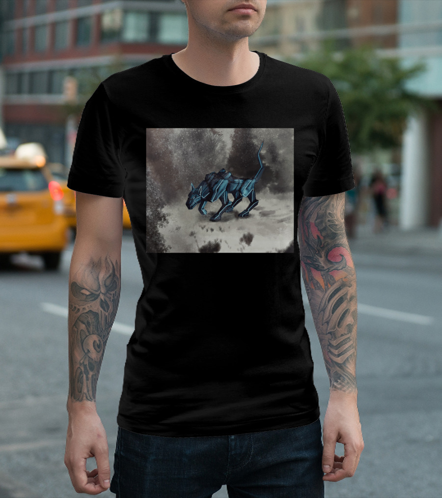 Robot Wolf Winter Wilderness Journey T-Shirt