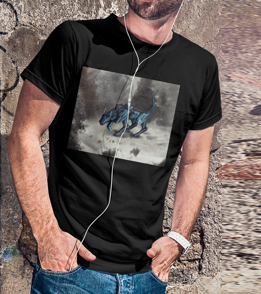 Robot Wolf Winter Wilderness Journey T-Shirt