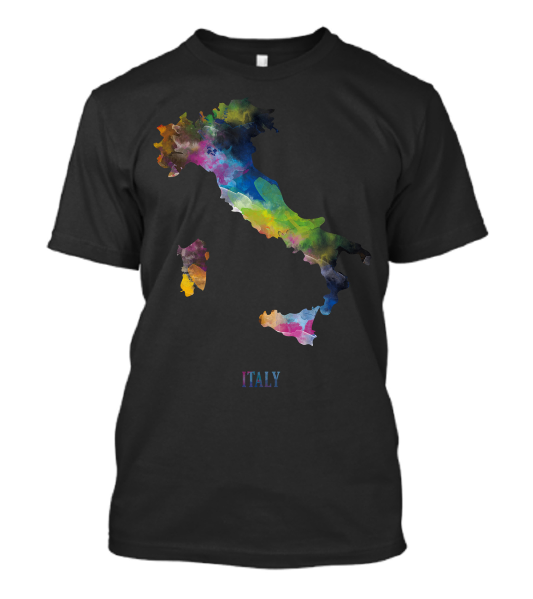 Italy Map Multicolored Watercolor T-Shirt