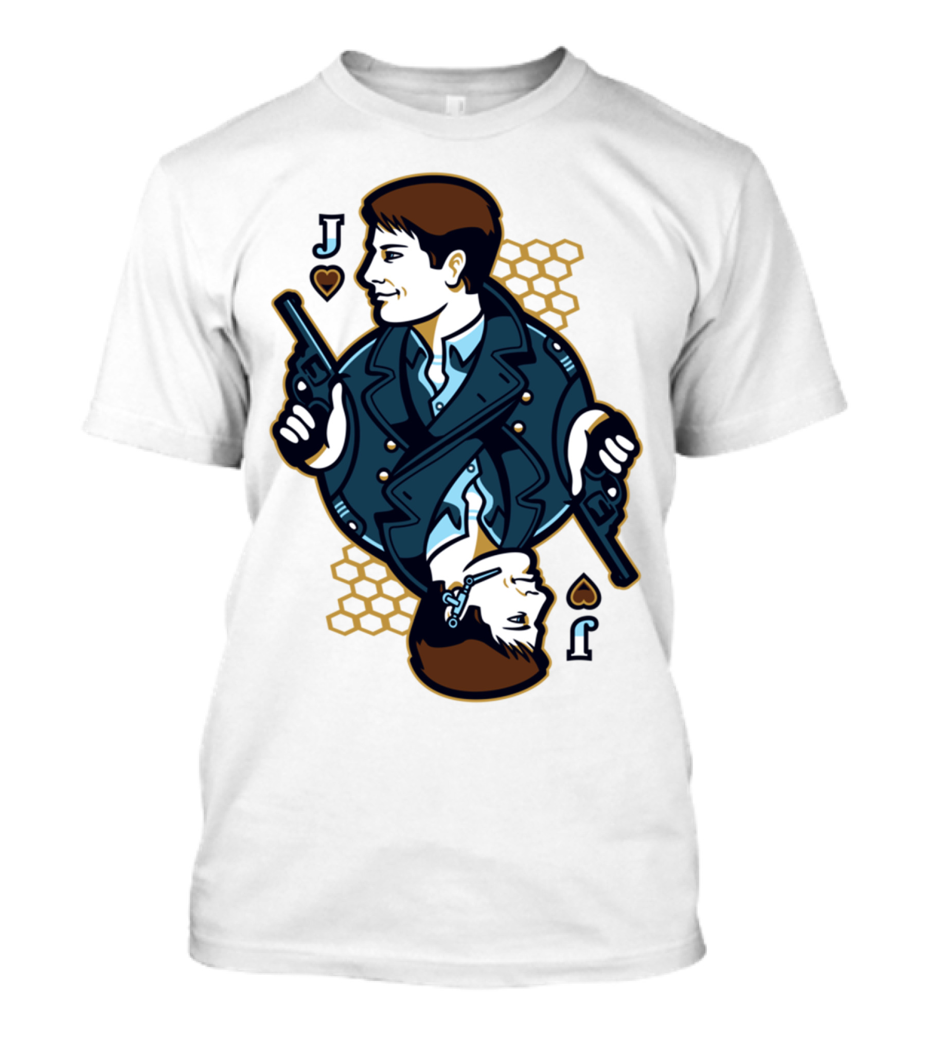 Jack Of Hearts With Pistols And Honeycomb T-Shirt