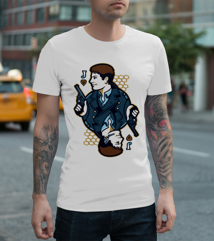 Jack Of Hearts With Pistols And Honeycomb T-Shirt