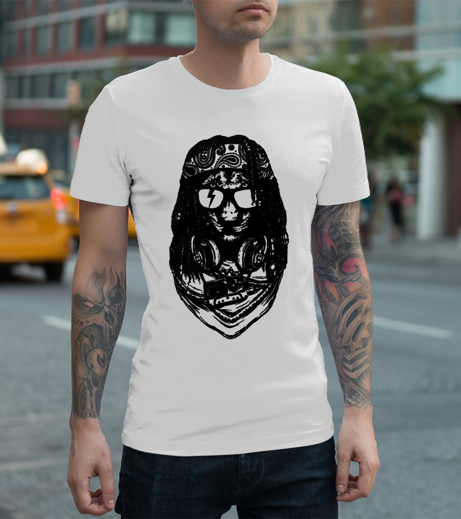Rock And Roar Lion With Headphones And Lightning Sunglasses T-Shirt