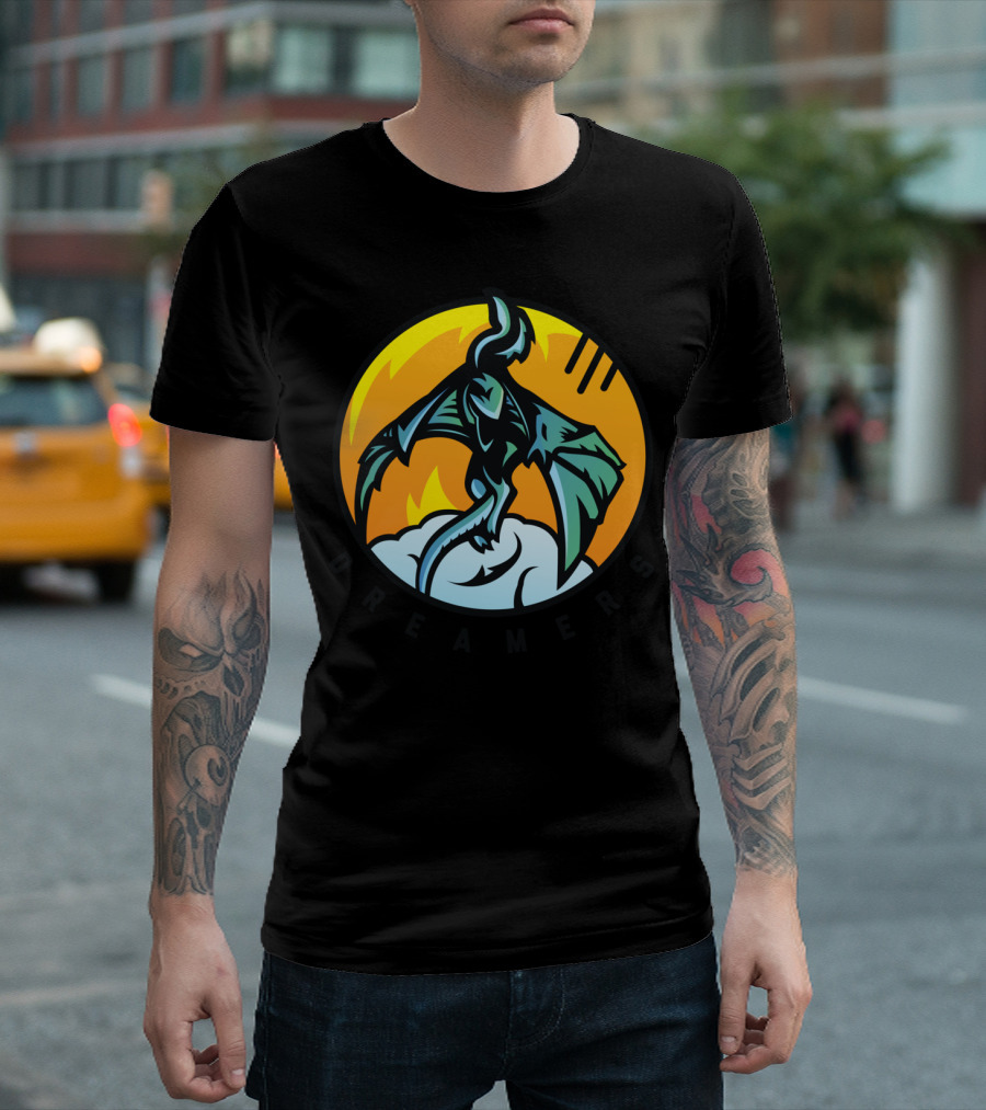 Dreamers Dragon Emblem Fiery Horizon T-Shirt