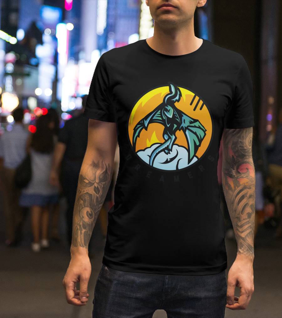 Dreamers Dragon Emblem Fiery Horizon T-Shirt
