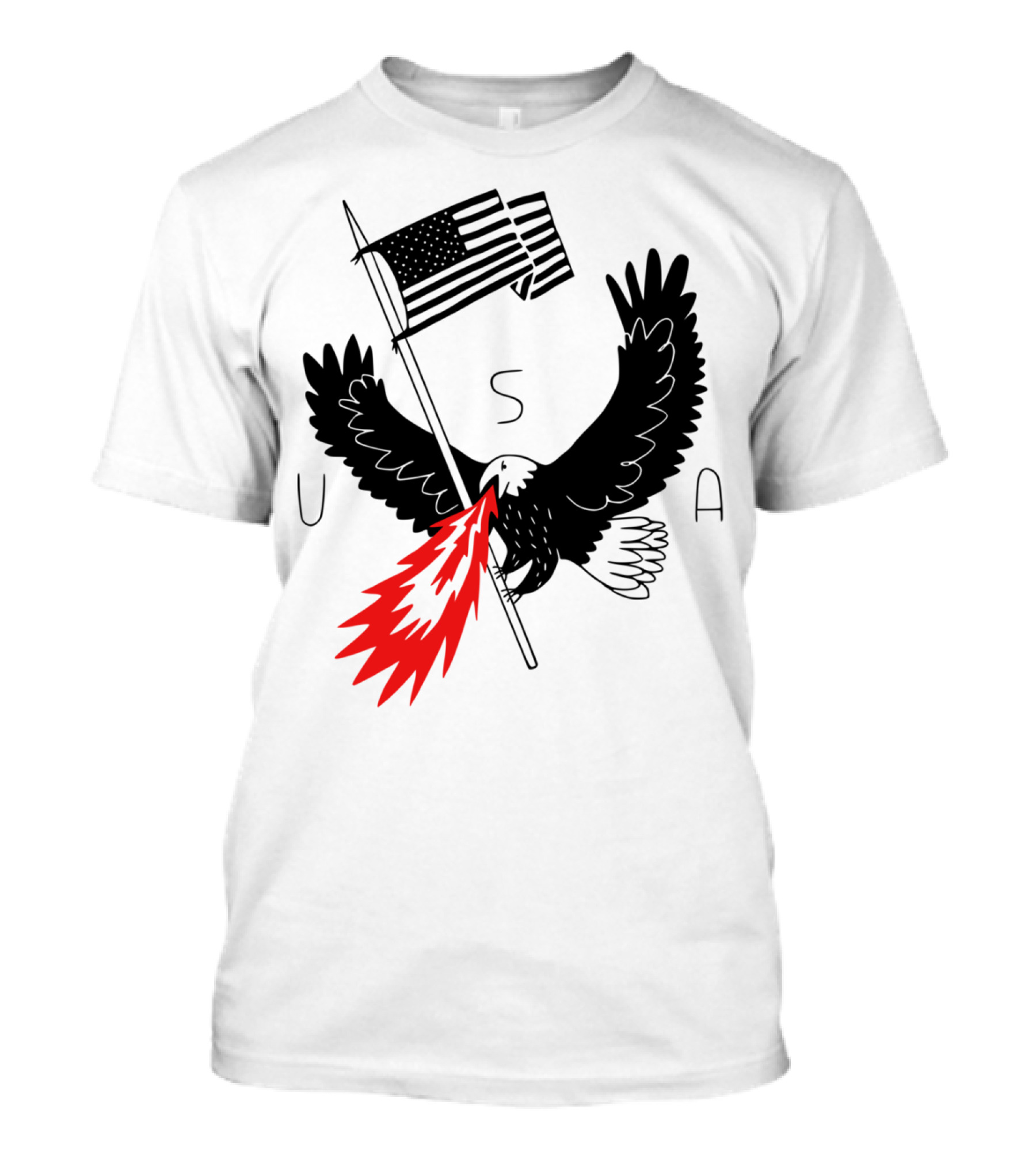 USA Fire Breathing Eagle With American Flag Patriotism T-Shirt