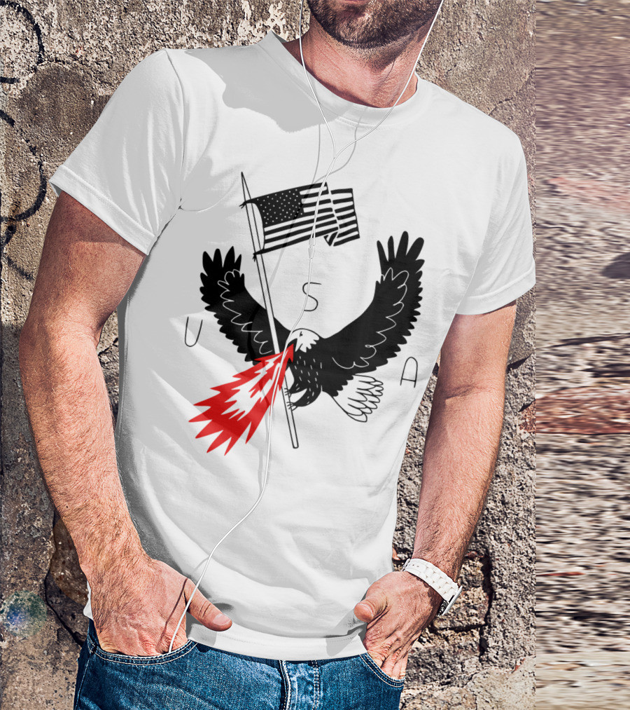 USA Fire Breathing Eagle With American Flag Patriotism T-Shirt