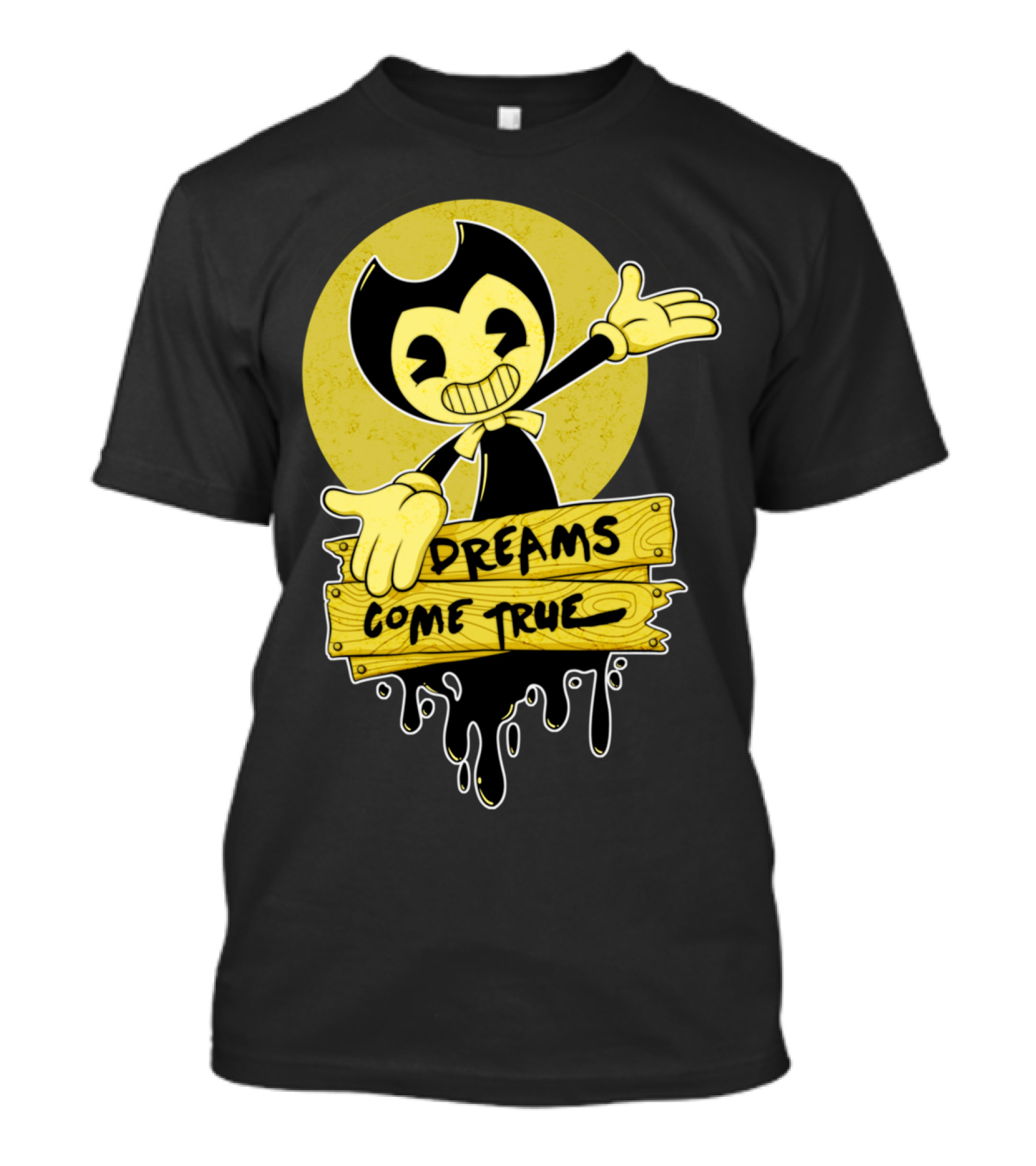 Bendy Dreams Come True Sign Yellow Circle T-Shirt