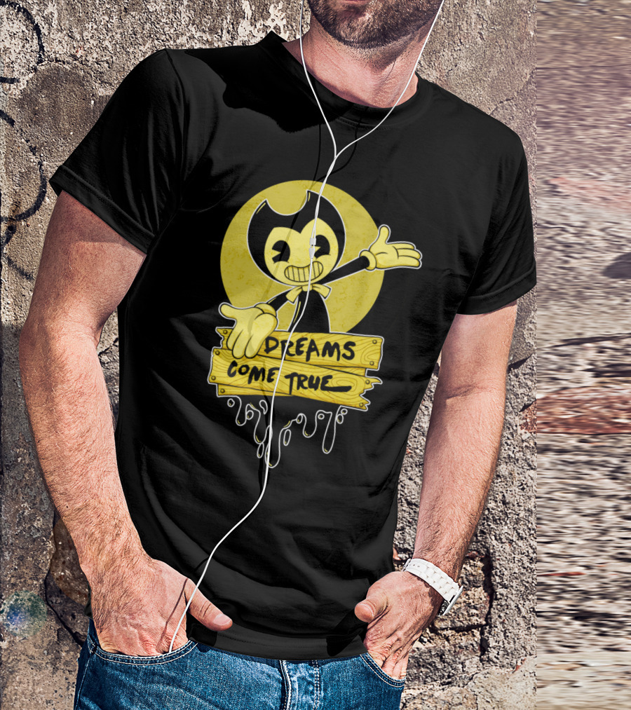 Bendy Dreams Come True Sign Yellow Circle T-Shirt