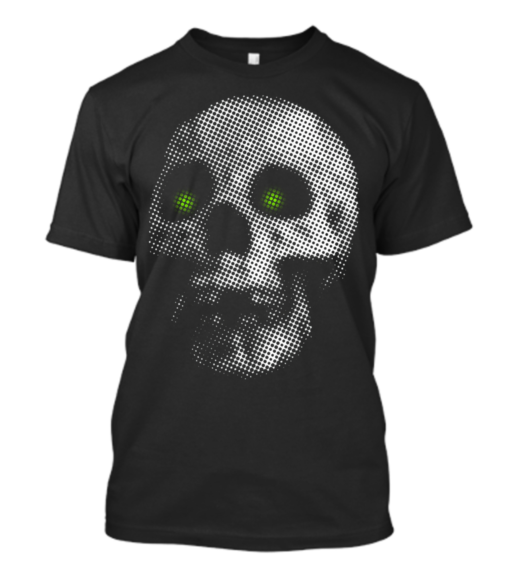 Giant Halloween Skull With Green Eyes And Dot T-Shirt