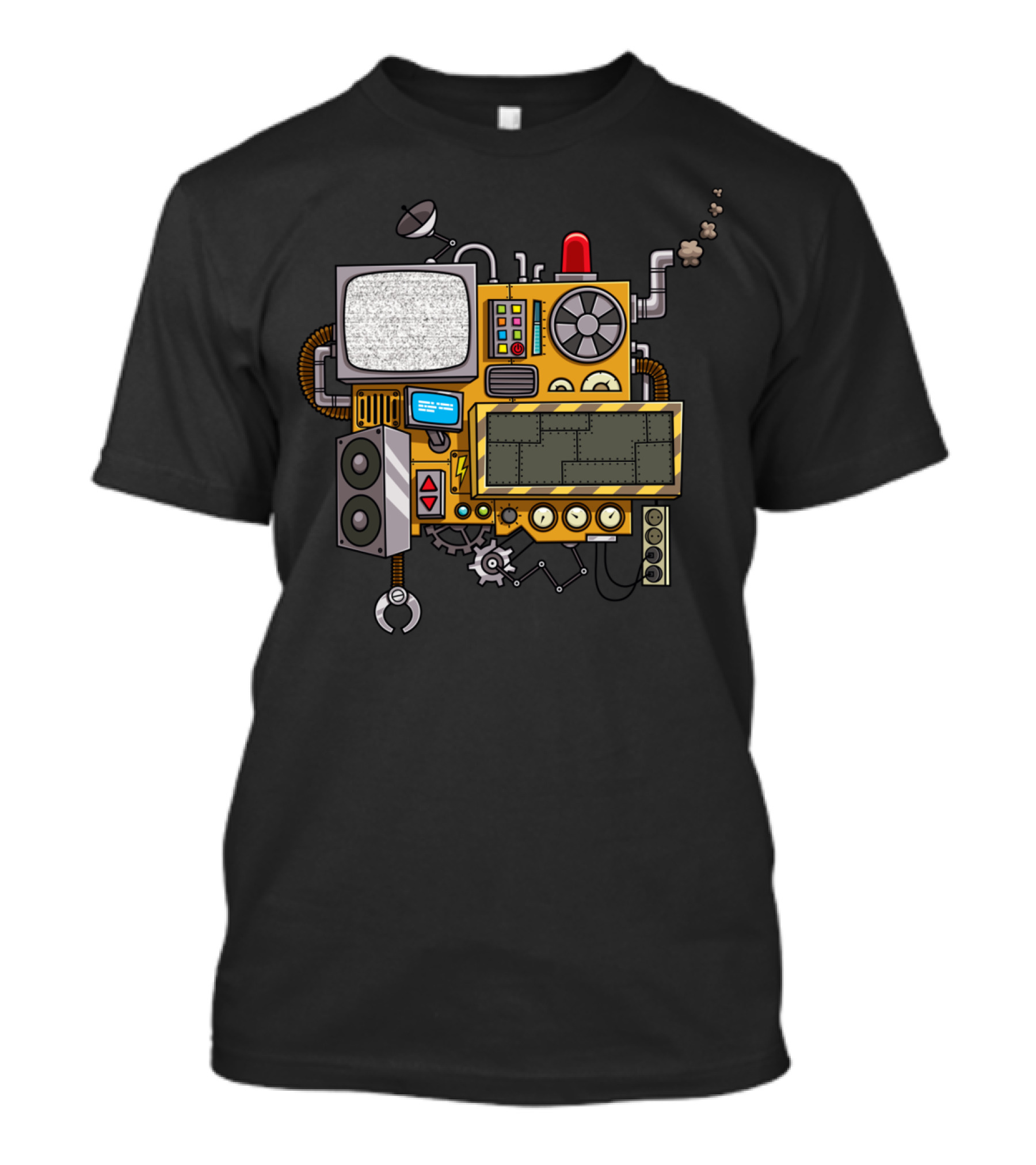 Retro Futuristic Machine With Television Screen And Gears T-Shirt