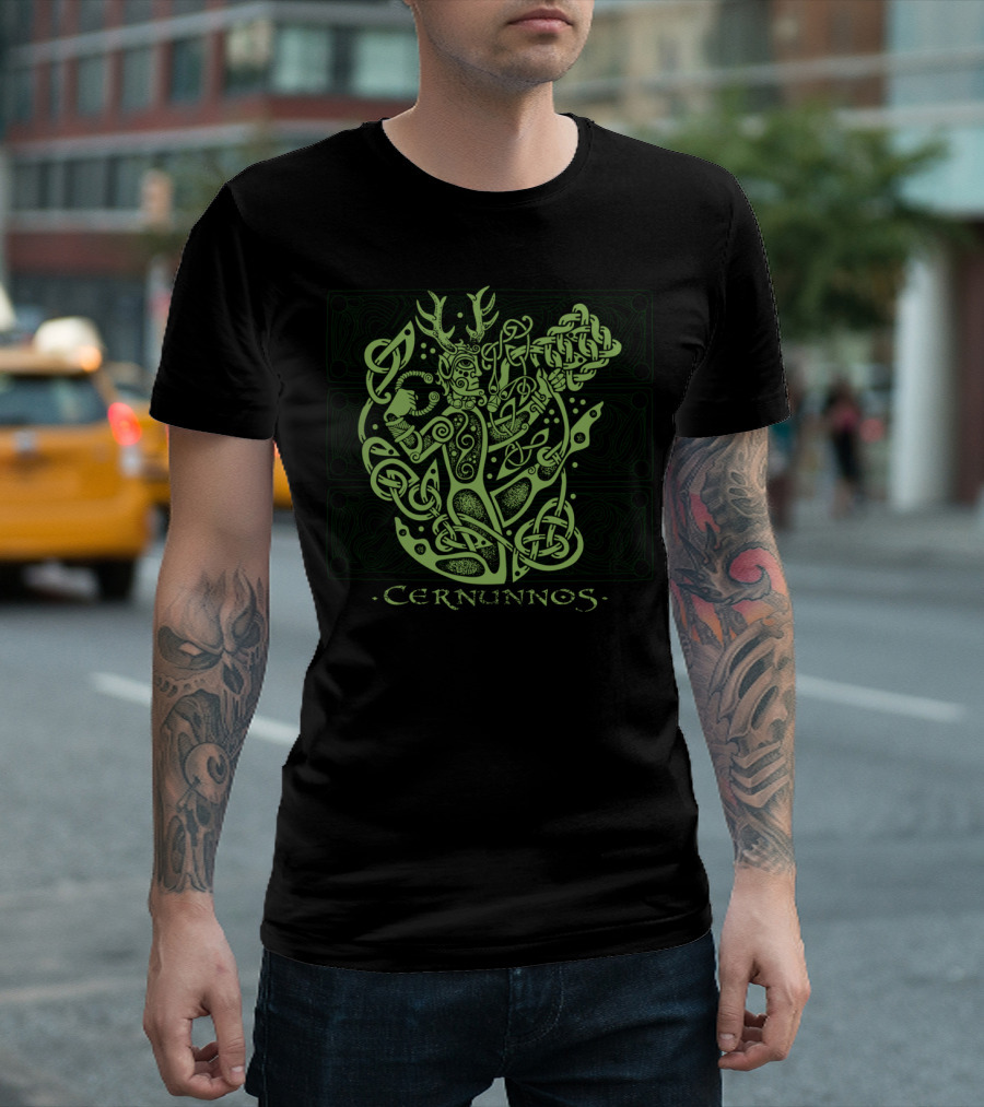 Celtic Cernunnos Knotwork Green Antlers T-Shirt