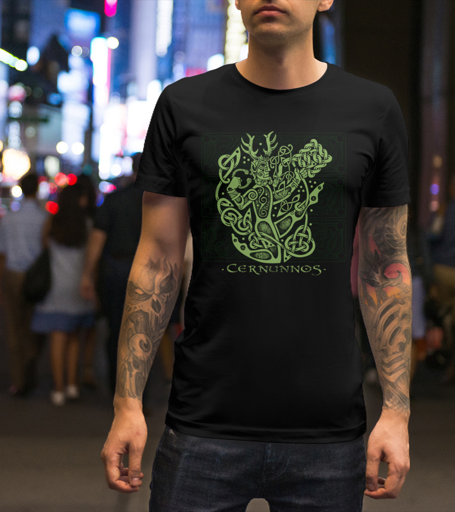 Celtic Cernunnos Knotwork Green Antlers T-Shirt