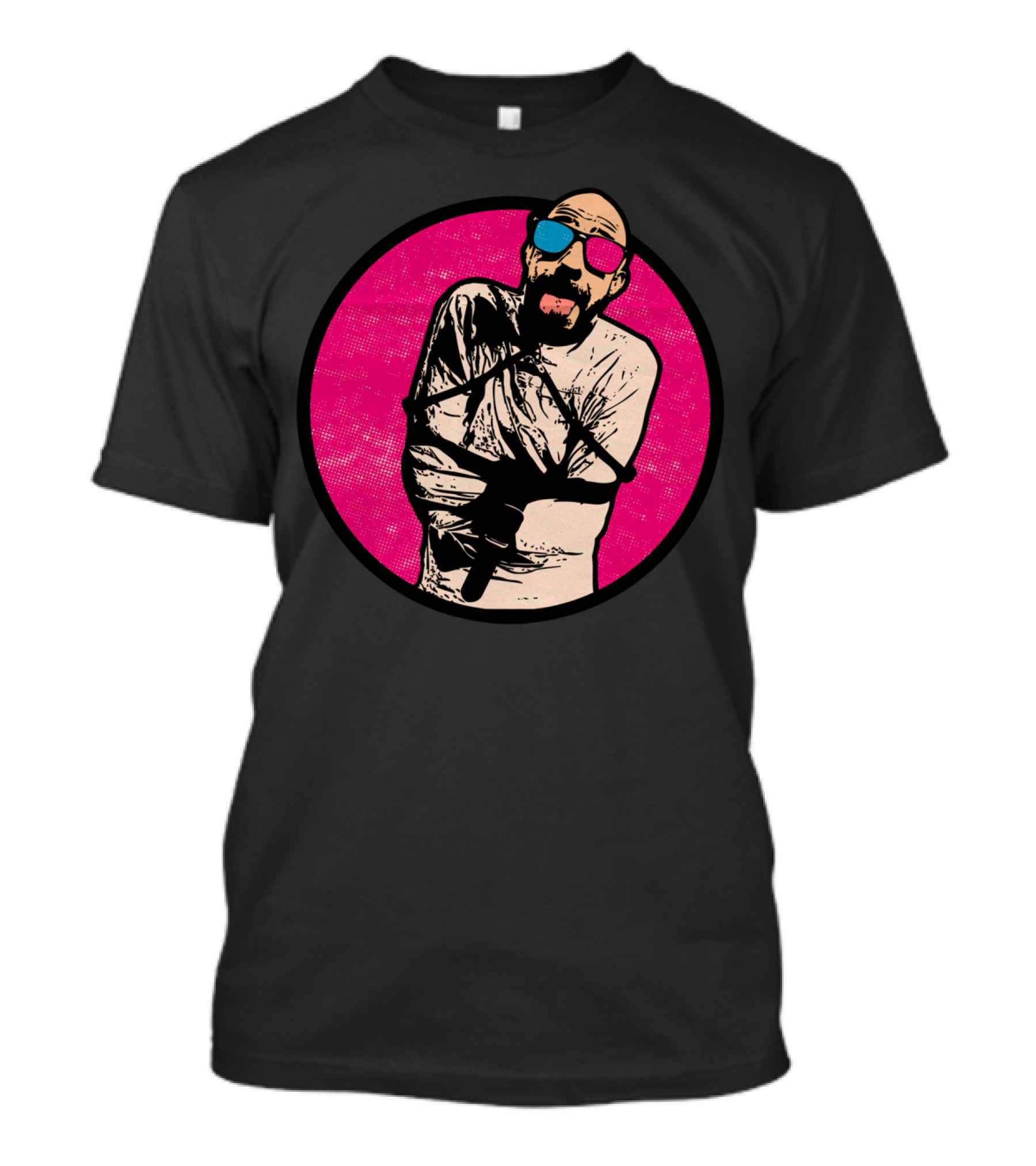Mad Chef One Retro Pink Circle Sunglasses Straightjacket T-Shirt