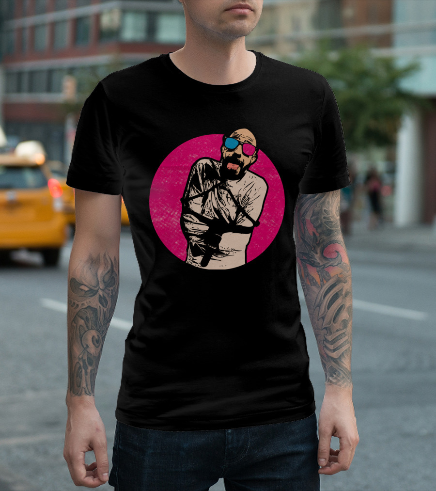 Mad Chef One Retro Pink Circle Sunglasses Straightjacket T-Shirt