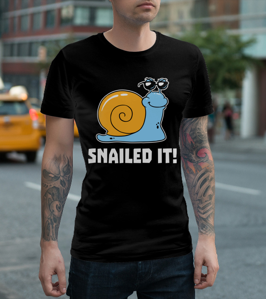Snailed It Cool Sunglasses Cartoon Snail T-Shirt
