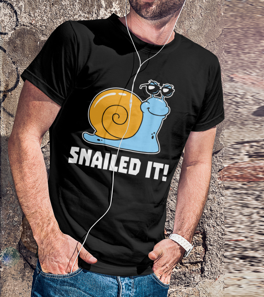 Snailed It Cool Sunglasses Cartoon Snail T-Shirt