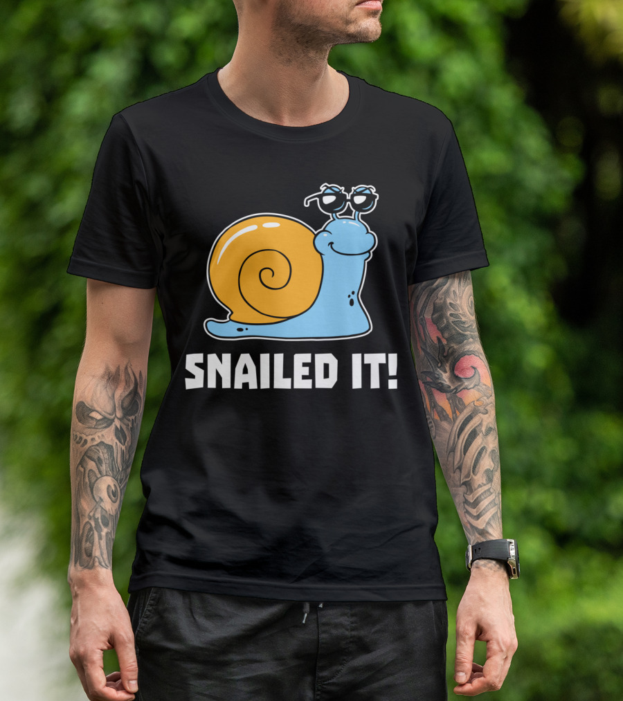 Snailed It Cool Sunglasses Cartoon Snail T-Shirt