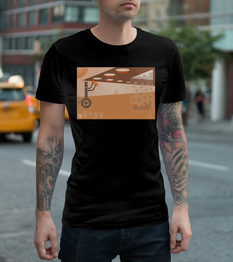 Giant Repair Robot Arm Mechanics Desert Fixing Scene T-Shirt