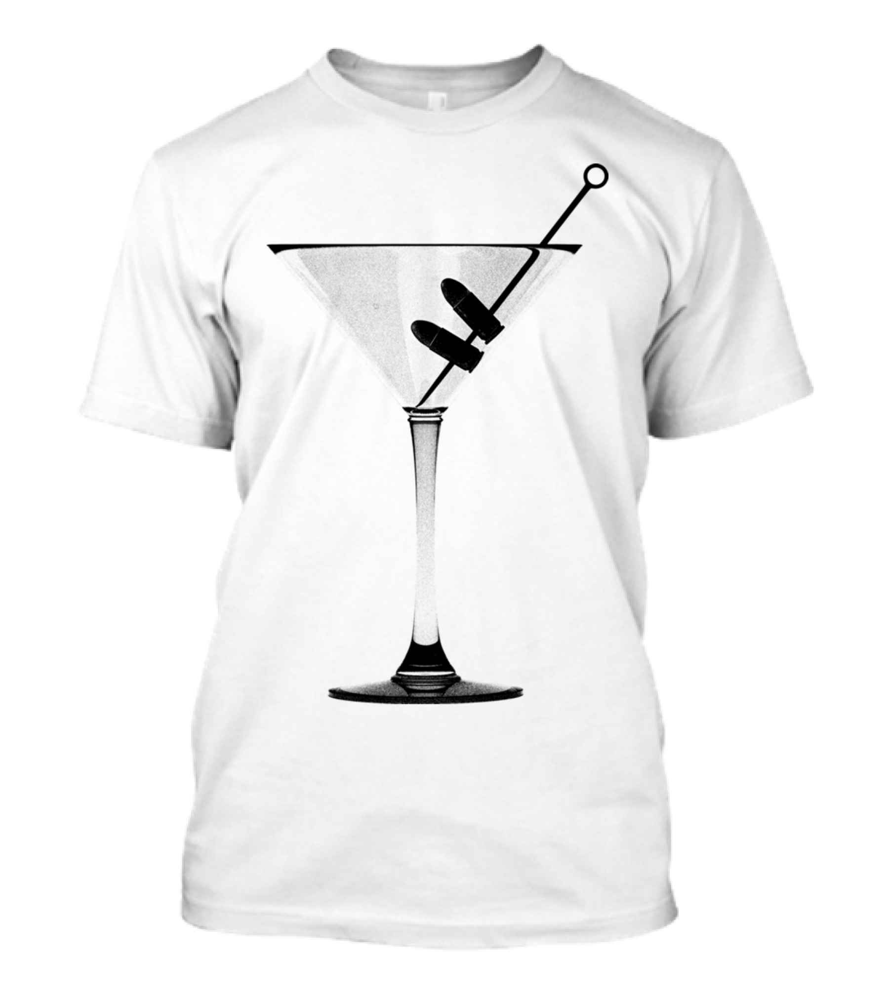 Cocktail Glass With Bullet Martini Olive Skewer T-Shirt
