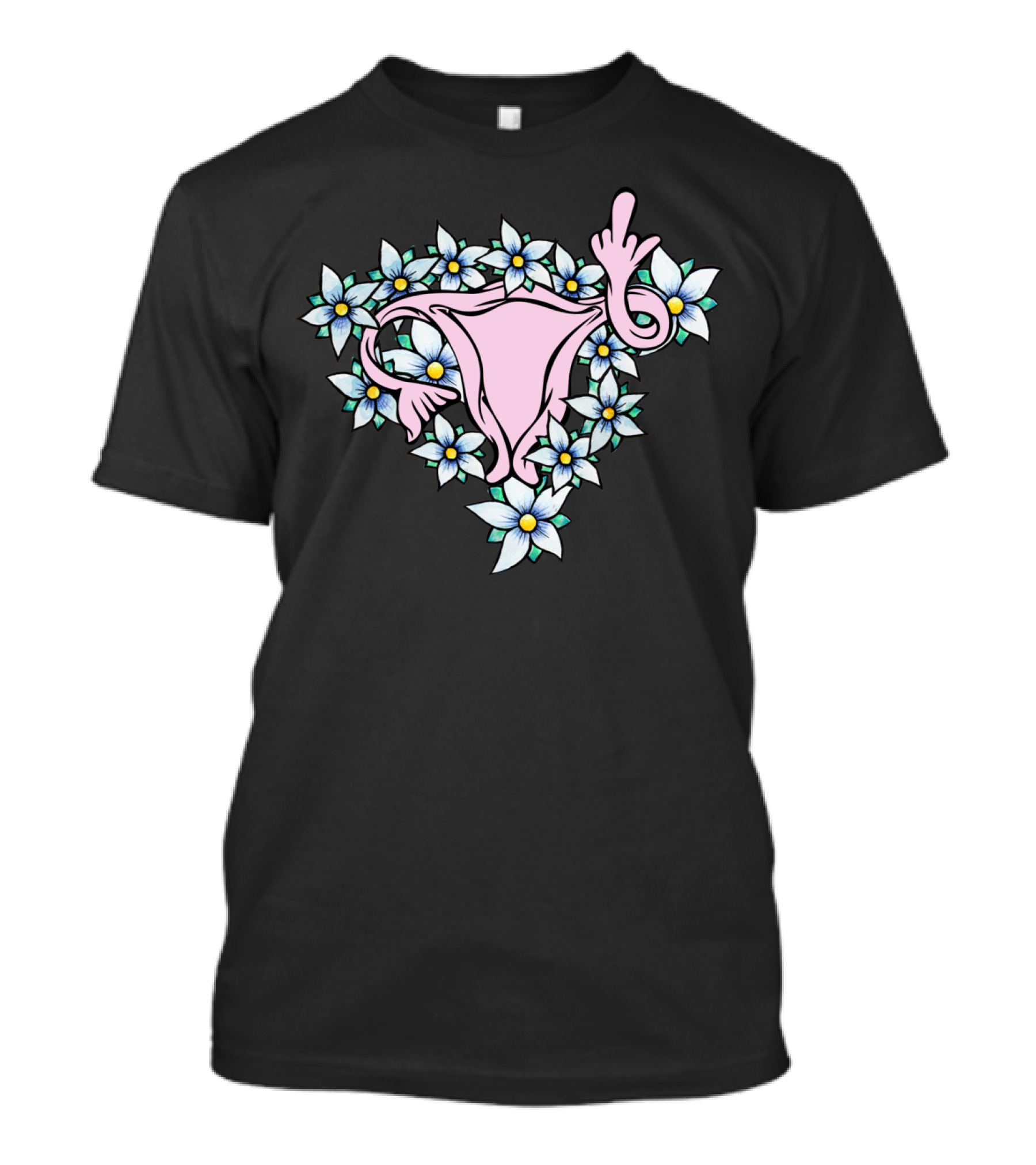 Middle Finger Uterus Pro Choice Feminist Floral T-Shirt