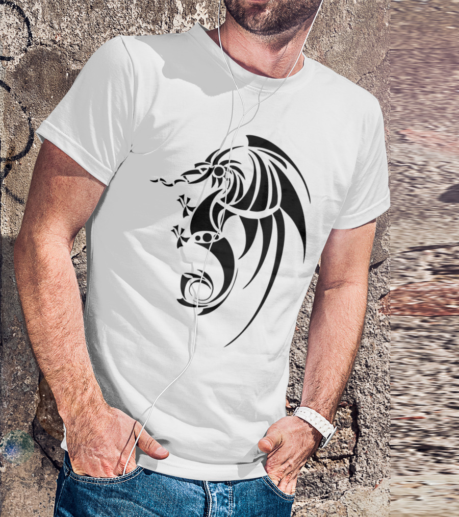 Dragissous Tribal Black Dragon Tattoo T-Shirt