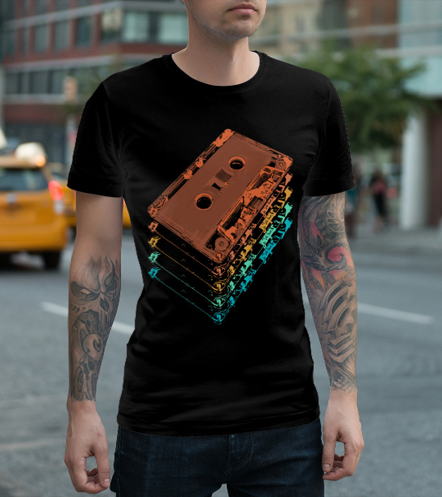 Retro Cassette Tapes Stack Vintage Music Aesthetic T-Shirt