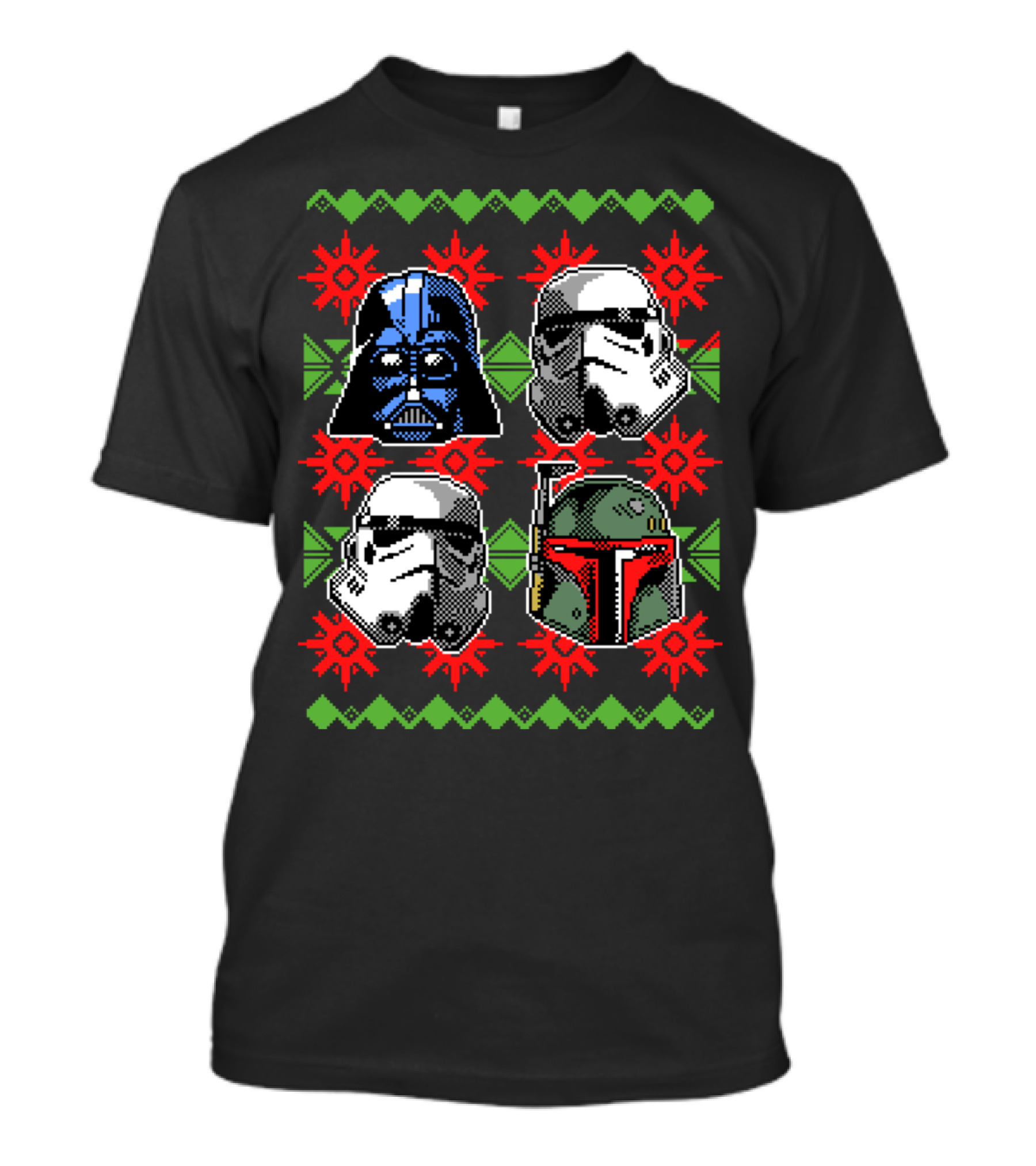 Ugly Christmas Dark Side Darth Vader Stormtrooper Boba Fett T-Shirt