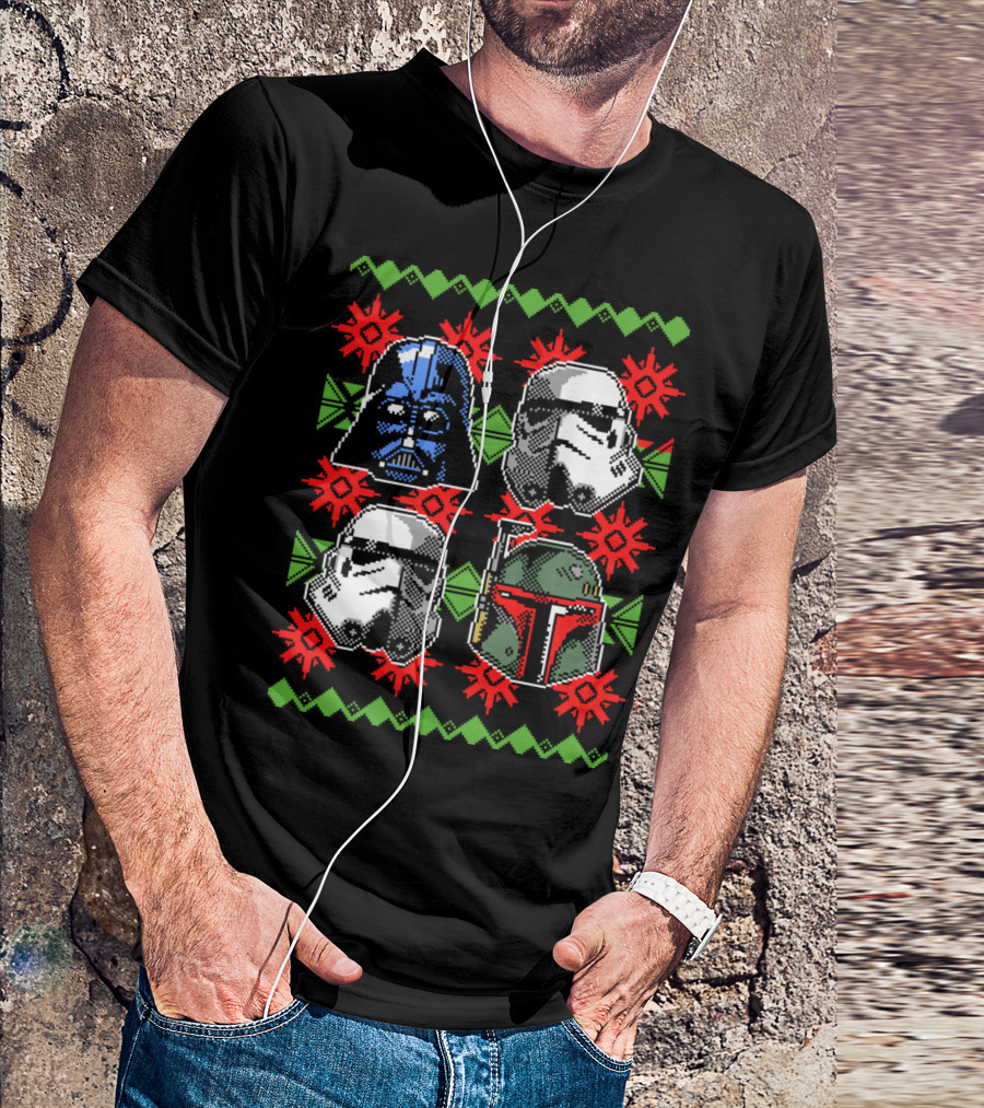 Ugly Christmas Dark Side Darth Vader Stormtrooper Boba Fett T-Shirt