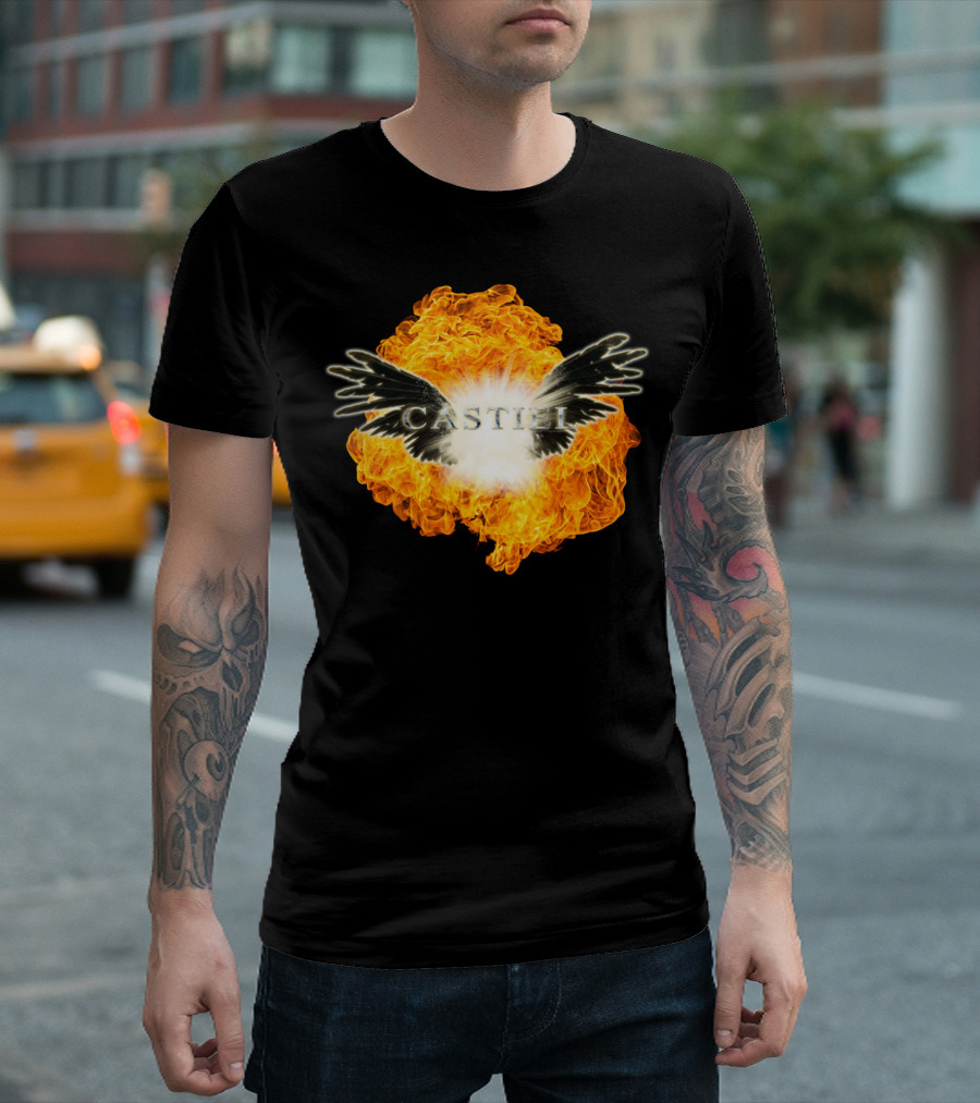 Castiel Angel Wings Fireball Explosion Fallen T-Shirt