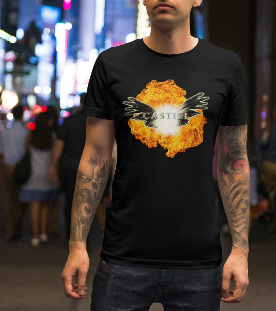 Castiel Angel Wings Fireball Explosion Fallen T-Shirt