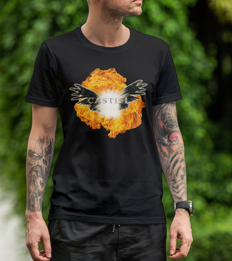 Castiel Angel Wings Fireball Explosion Fallen T-Shirt