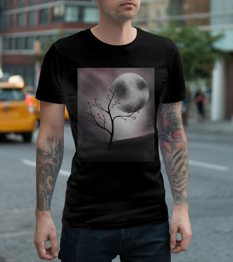 Midnight Peach Moonlit Blossom Elegance T-Shirt