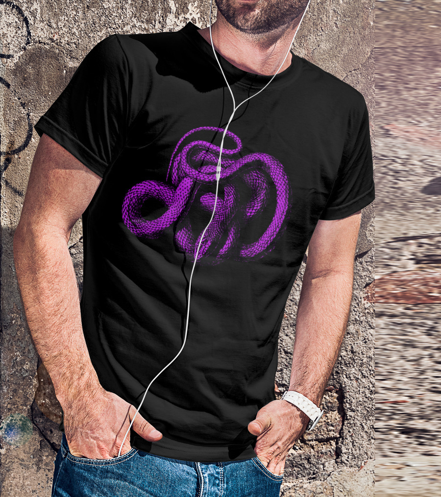 Snek 4 Snake Purple Blue Coiled Knot T-Shirt