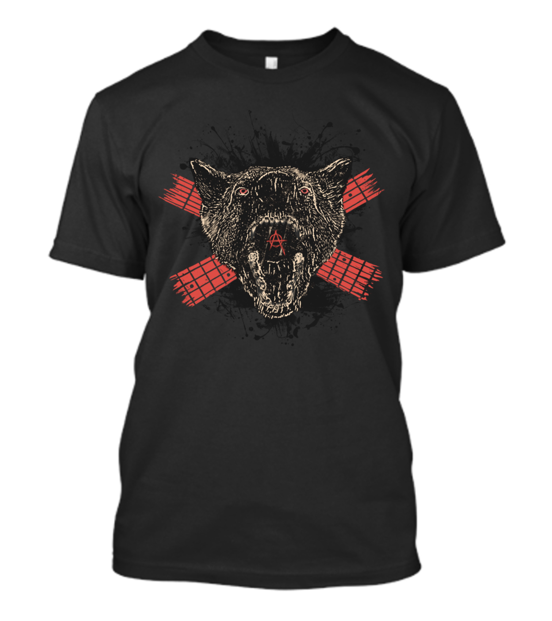 Mad Sound Anarchy Wolf With Red Guitars T-Shirt